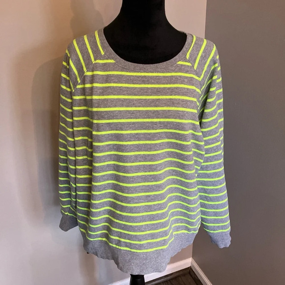 Torrid size 0‎ grey and neon green striped sweatshirt. - Picture 1 of 3